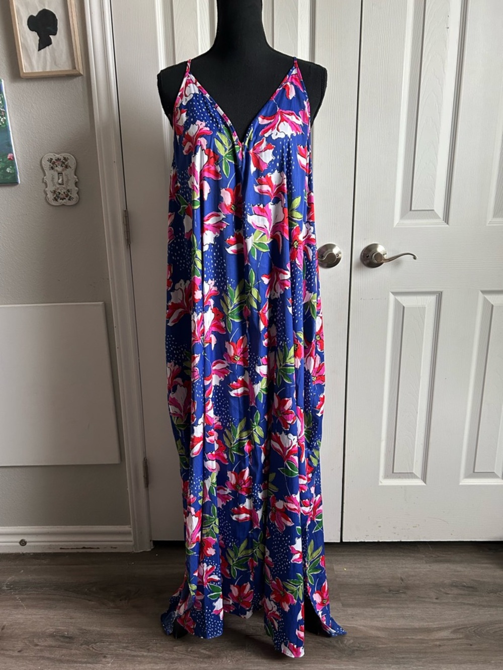 Van Winkle & Co Vibrant Blue Floral Maxi Slip Dress